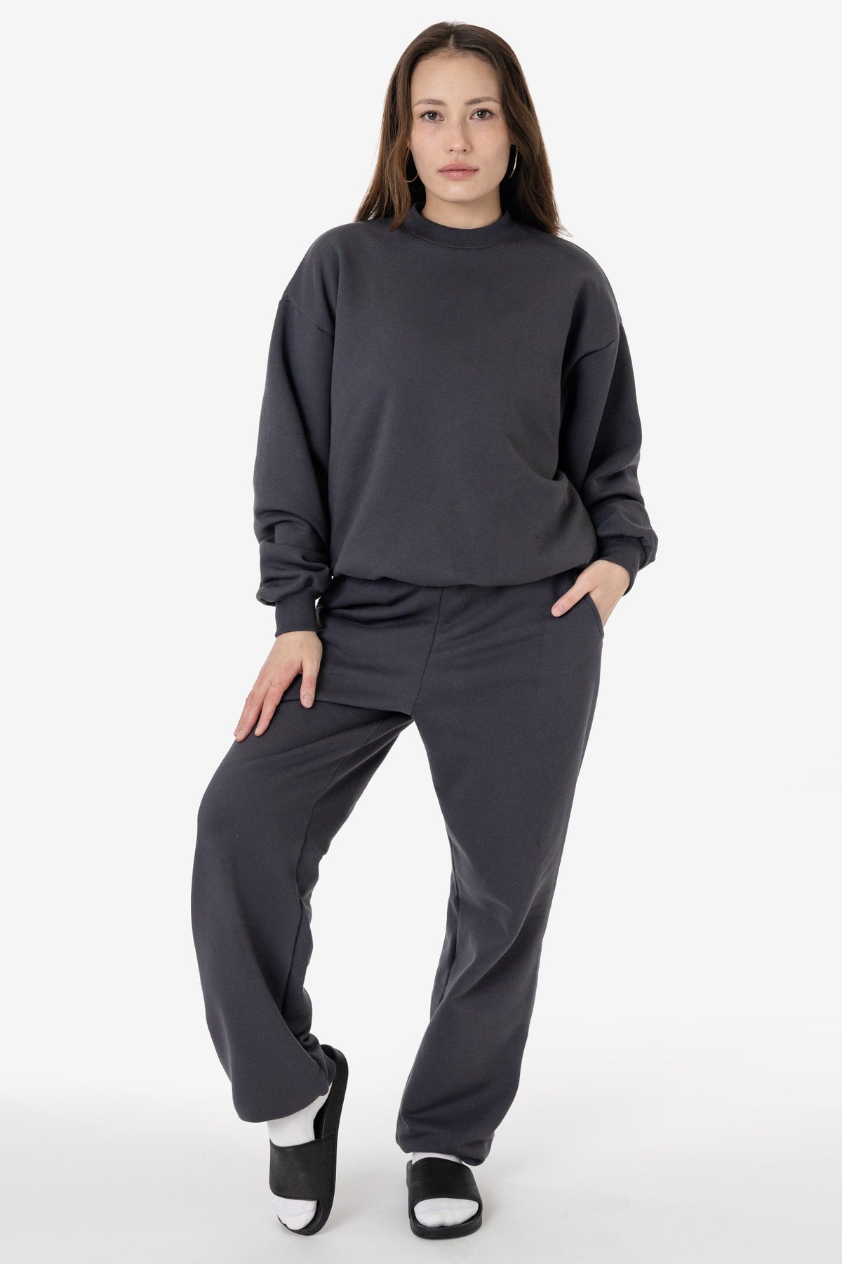 MWF1047 - 10 oz. Mid-weight Poly Cotton Fleece Wide Crewneck